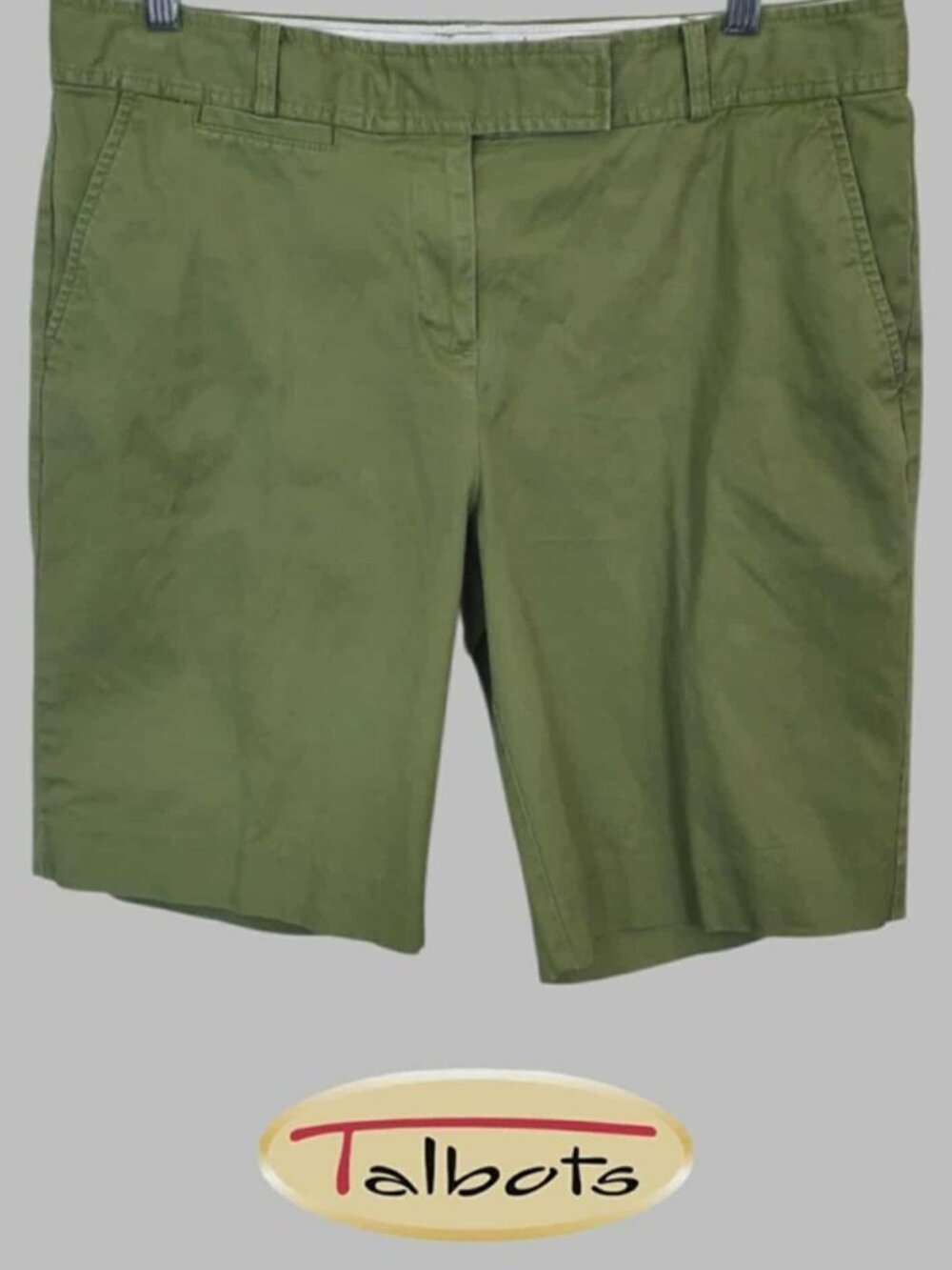 Talbots Olive Green Chino Bermuda Relaxed Chino Shorts Womens 10